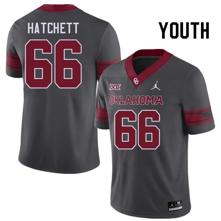 Youth #66 Geirean Hatchett Oklahoma Sooners College Football Jerseys Stitched-Charcoal